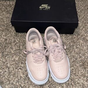 Nike Air Force 1 Low — Blush Pink and White Leather Sneakers
